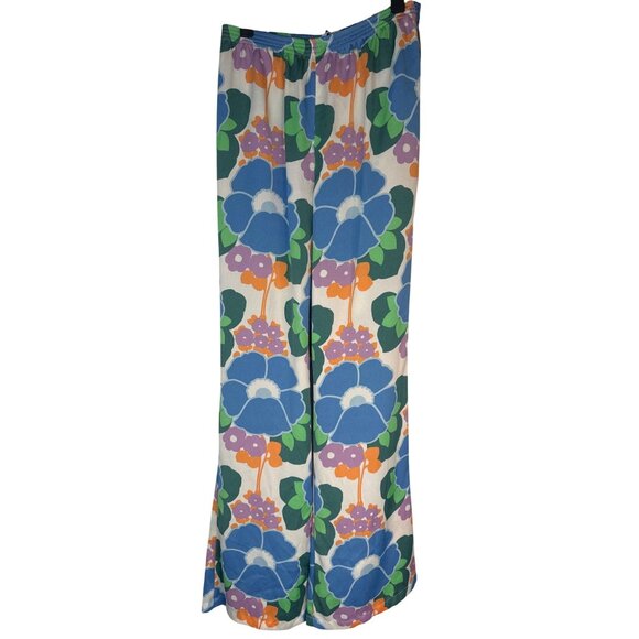 2/$30 Zara XS Wide-Leg Floral Print Pants Elastic Waist - Picture 9 of 14